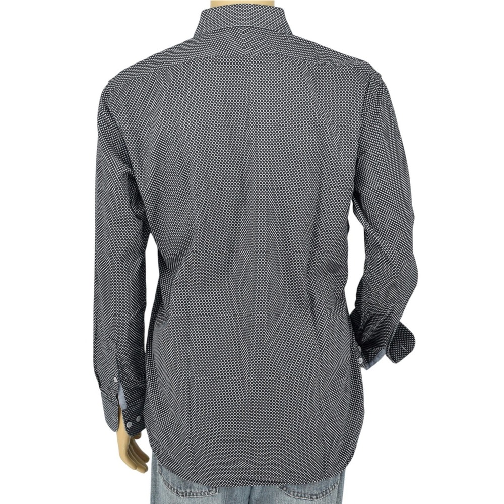 T.M. Lewin Business Casual Men L Tessitura Monti Navy Blue Egyptian Cotton Shirt - Picture 9 of 13